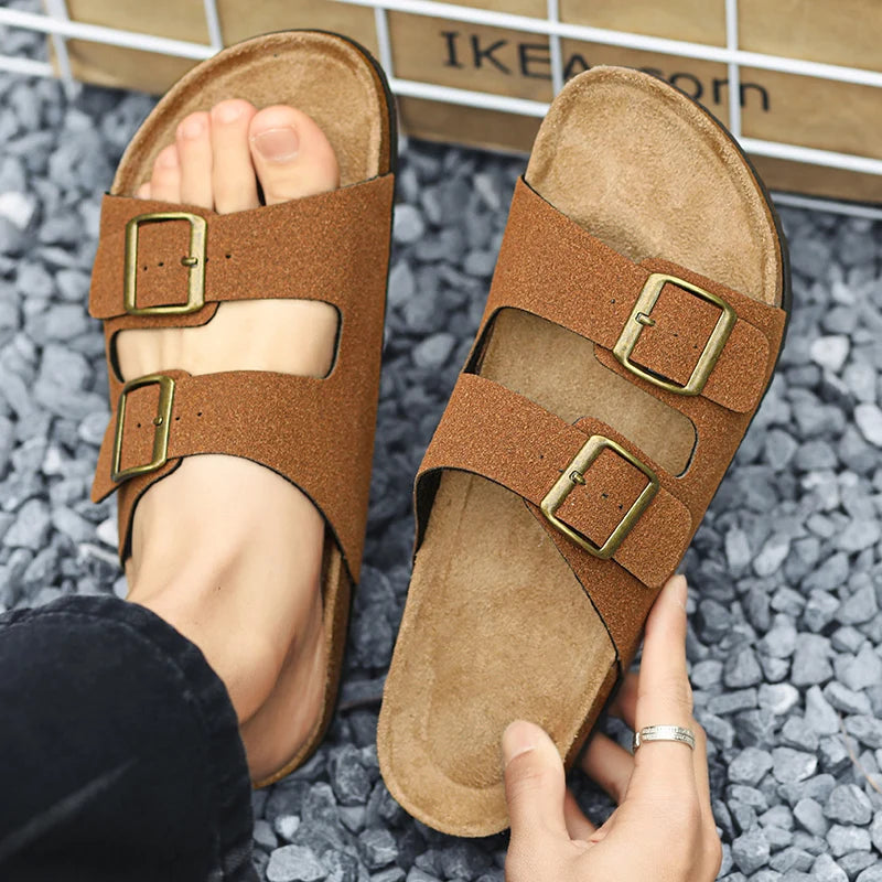 Summer Women Men Strap Slipper Buckle Sandals Arizona Clogs Flip Flop Platform Leather Beach Slides