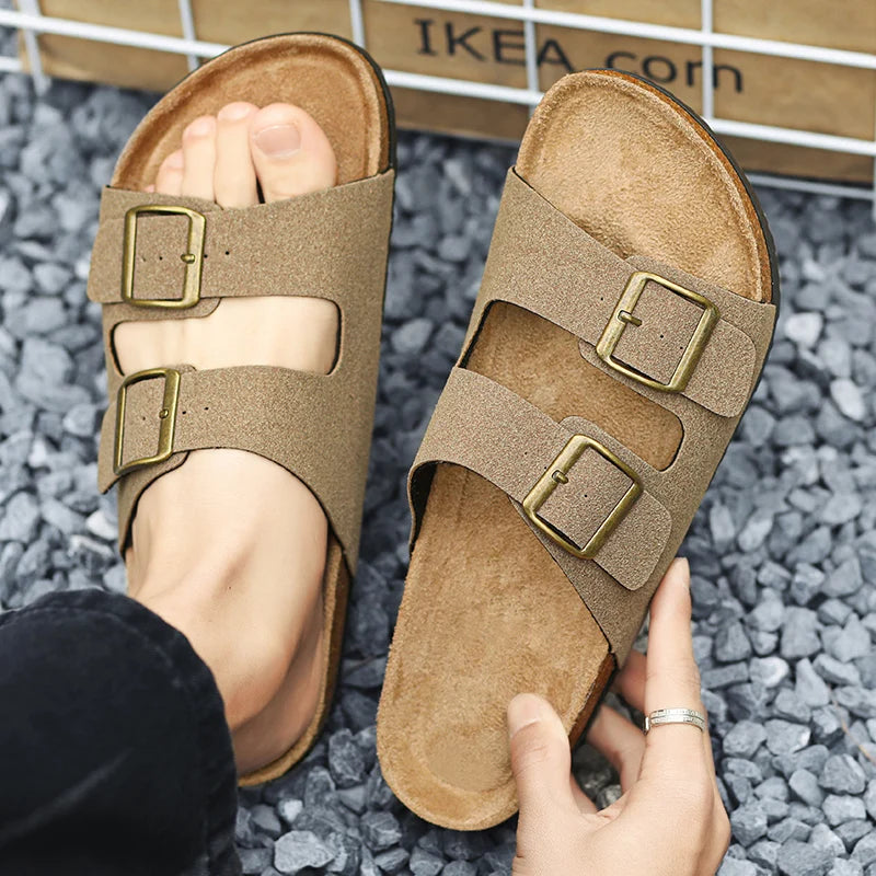 Summer Women Men Strap Slipper Buckle Sandals Arizona Clogs Flip Flop Platform Leather Beach Slides