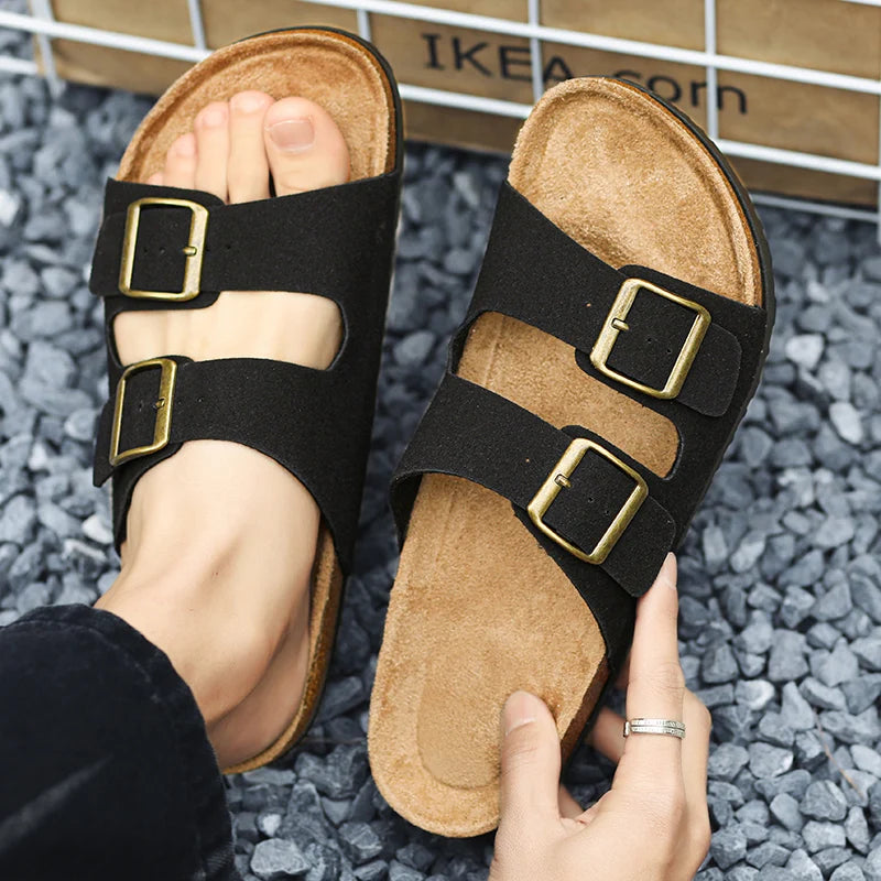 Summer Women Men Strap Slipper Buckle Sandals Arizona Clogs Flip Flop Platform Leather Beach Slides